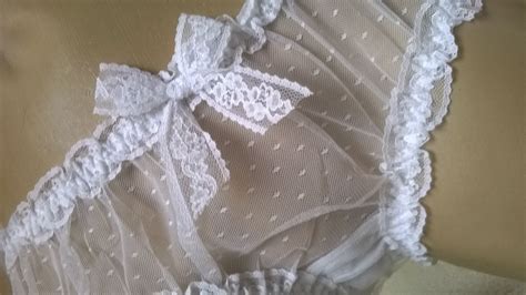 Classic Sissy White Sheer Lace Panties Frilly Frou Frou Knickers Xs 8