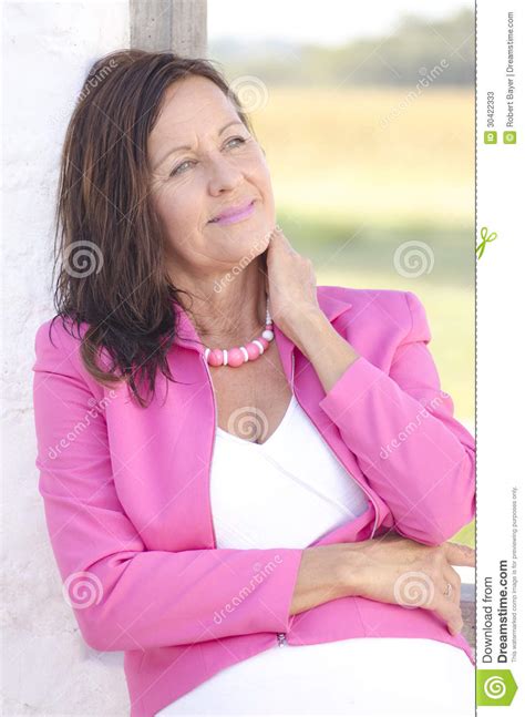 Happy Mature Woman Portrait Outdoor Stock Image Image