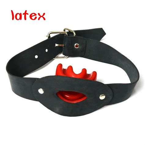 buy latex fetish mask bondage with red latex teeth sm