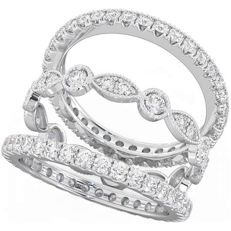 925 Sterling Silver Unique 3 Piece Eternity Wedding Ring Set