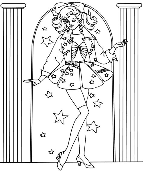 retro coloring page  girls presenting barbie