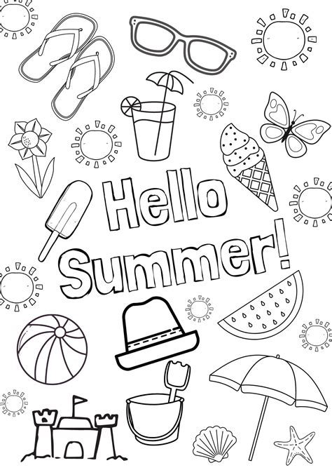 printable summer color pages