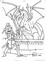 Coloring Knights Pages Dragons Popular Printable sketch template