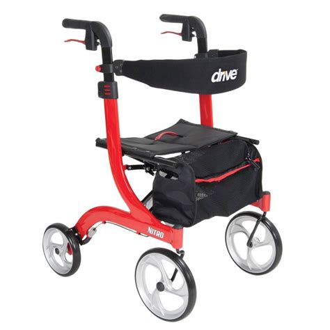 drive medical nitro adjustable height euro style aluminum rollator walker red  ebay
