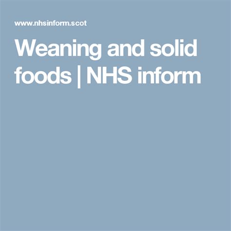 weaning  solid foods nhs inform weaning food healthy living