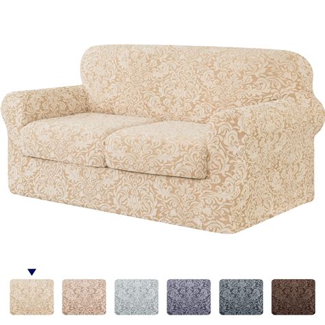 subrtex stretch  piece jacquard damask sofa slipcover separate cushion coverloveseat linen