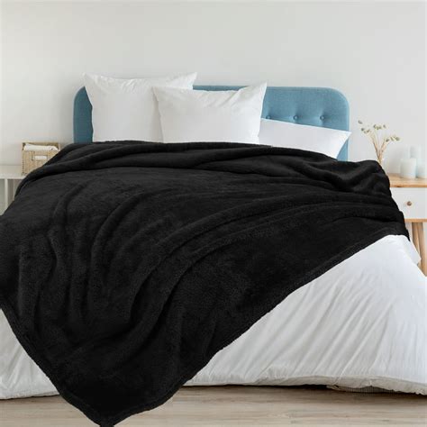 sherpa throw blanket soft fluffy warm fleece lightweight plush blanket  bed sofa couch black