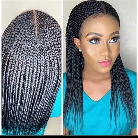 braided cornrow lace frontal wig pls chose your length and etsy