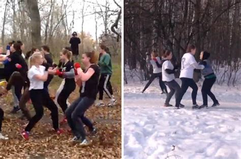 watch all girl russian ultras training to attack rivals