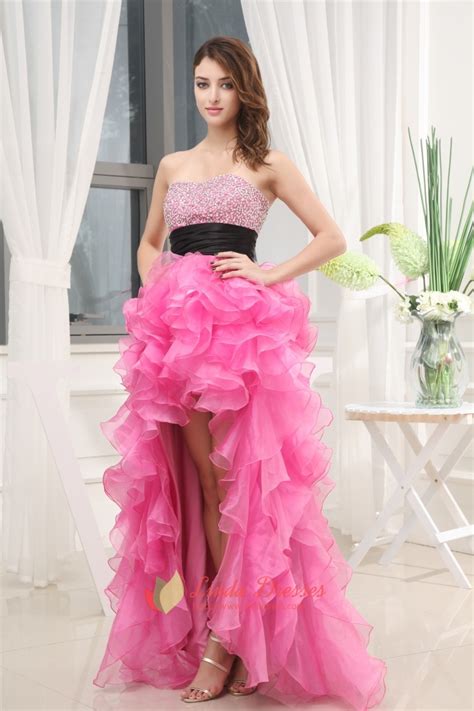 cute hot pink high low prom dresses with diamonds hot pink high low