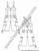 Flat Sketch Overall Overalls Shortalls Illustrator V3 Fashion Designersnexus Shorts Sketches Pants Visit sketch template