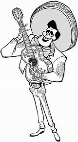 Ernesto Pixar Miguel Skull Kleurplaten Disneyclips Hector Imelda Galore Kaos Muertos Inspirasi Populer Dante Abuelita Rivera sketch template