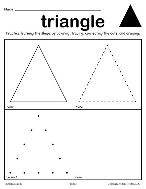 triangle worksheet color trace connect draw supplyme