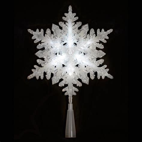 light  led silver glitter acrylic snowflake christmas tree topper