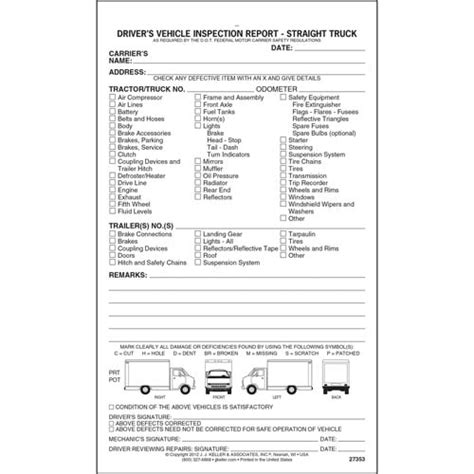 detailed drivers vehicle inspection report straight truck snap