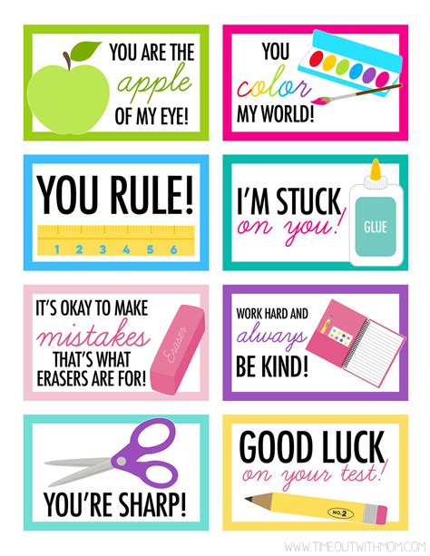 school printable lunch box notes