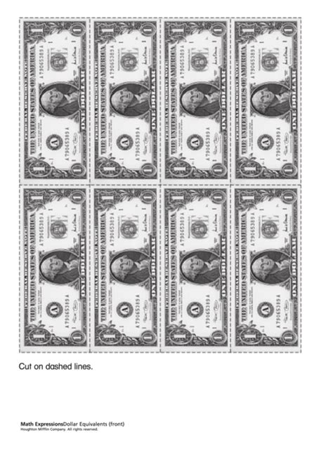 dollar bill template printable
