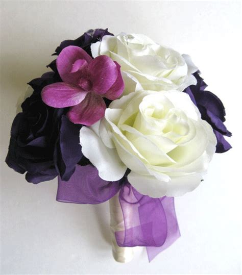 wedding bouquets silk flowers bridal bouquet purple plum etsy