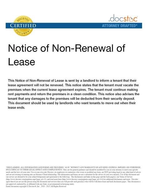 nonrenewal  lease letter  printable documents