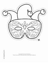 Printable Mask Mardi Gras Masks Jester Template Color Carnival Outline Masquerade Coloring Da Printables Print Pages Templates Crafts Activities Salvato sketch template