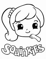 Coloring Pages Cute Girls Girl Printable Face Squinkies Kids Print Things Girly Easy Little Clipart Color Cartoon Drawing Drawings Colouring sketch template