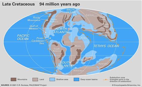 cretaceous period definition climate dinosaurs map britannica
