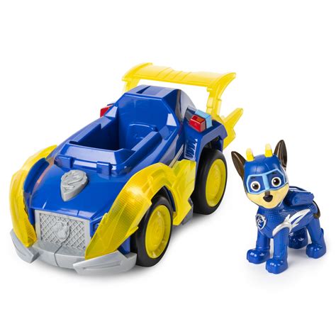paw patrol mighty pups super paws chases deluxe vehicle  lights  sounds walmart