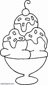 Coloring Ice Cream Sundae Clipart Pages Clip Cute Sweet sketch template