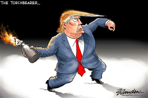 cartoon trump the torchbearer that almost burnt the us to the ground