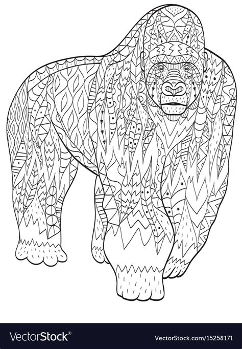 coloring gorilla animal  adults royalty  vector image