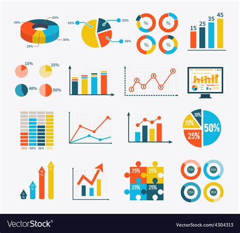 infographic set graph  charts diagrams vector image