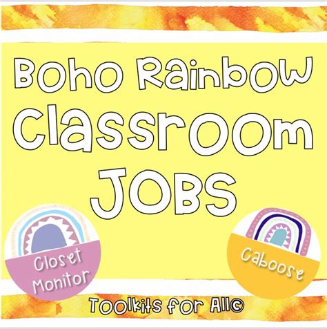 Boho Rainbow Classroom Jobs Classroom Jobs Boho Rainbow Classroom