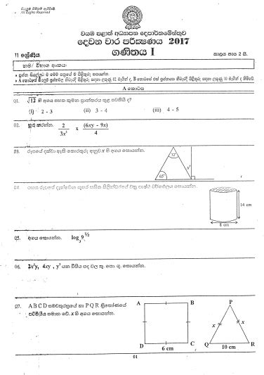 2017 grade 11 mathematics second term test paper with answers north