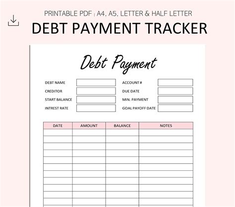 debt tracker printable printable blank world