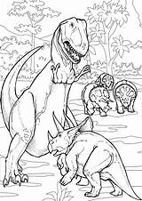 Coloring Dinosaurs Dinosaur Pages Battle Color Fighting Fight Pattern Adult Adults Colouring Coloriage Justcolor Printable Book Kids A4 Print sketch template
