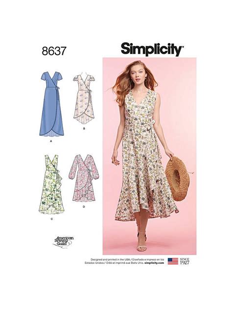 simplicity women s dress sewing pattern 8637 wrap dress pattern