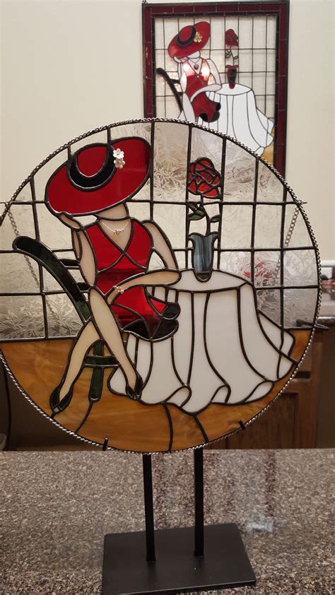 Stained Glass Lady In Red Miniature Stained Glass Designs Stained
