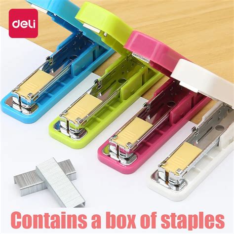 deli geometric manual stapler   silver staples set mini kawaii staplers stationery office