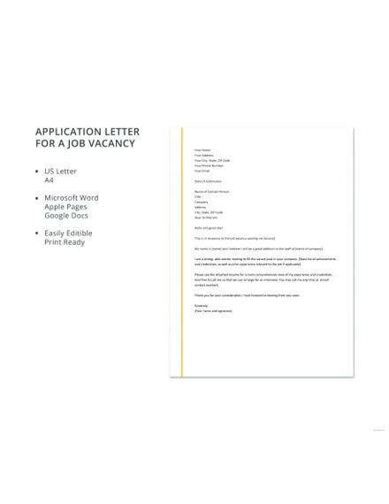 Job Vacancy Simple Job Application Email Sample 7 Email Templates For