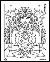 Coloring Pages Gypsy Celestial Adults Beautiful Adult Colouring Witch Color Printable Women Book Blank Getdrawings Drawings Moon Seasonings Choose Board sketch template
