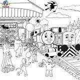 Thomas Coloring Pages Halloween Train Friends Drawing Kids Printable Diesel Color Activities Cartoon Den Sheets Printables Tank Engine Print Railroad sketch template