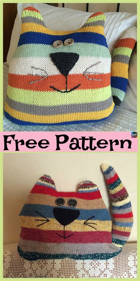 Adorable Knit Cat Cushion Free Patterns Diy 4 Ever