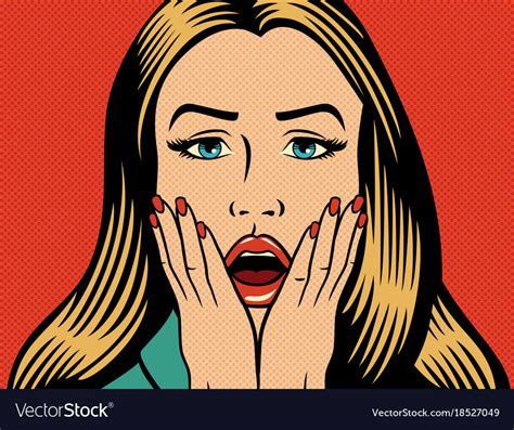 surprised or shocked woman in the pop art style vector image
