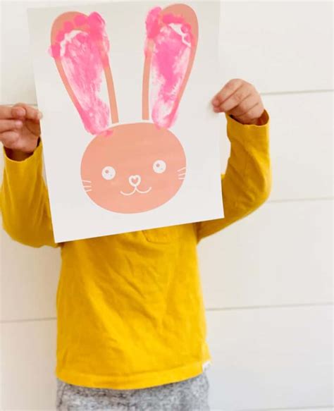 bunny footprint art cute easter bunny craft  kids