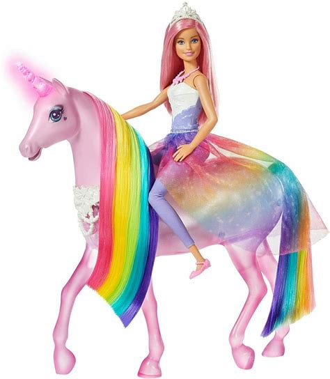 barbie dreamptopia doll  hair pink   unicorn light magic