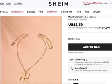 shein apologises and removes swastika necklace from sale latest news