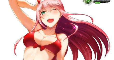 Darling In The Franxx Zero Two Hyper Cute Red Bikini Render Ors Anime