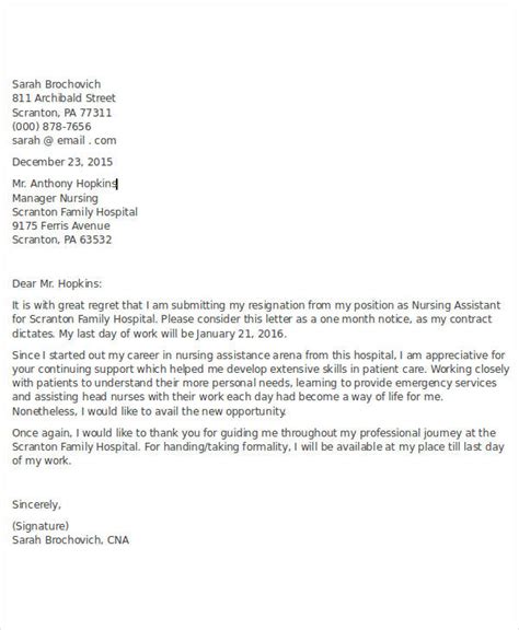 resignation letter format nursing sample resignation letter