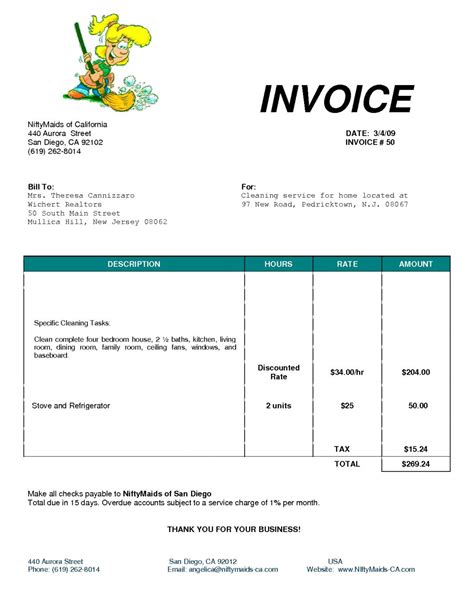 house cleaning service invoice spreadsheet templates  busines