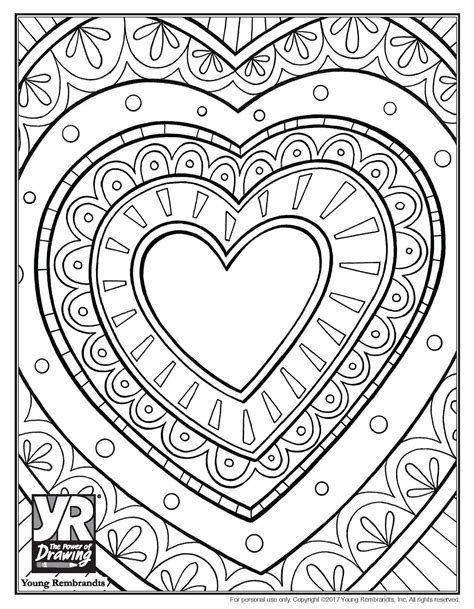 heart coloring pages  adults pin  print